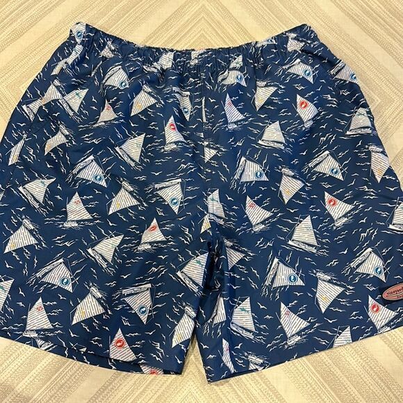 Vineyard Vines Men’s Blue Sailboats Bathing Suit - Picture 1 of 8